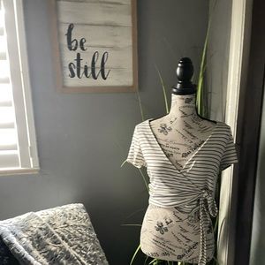 Ribbed, stripped wrap crop top